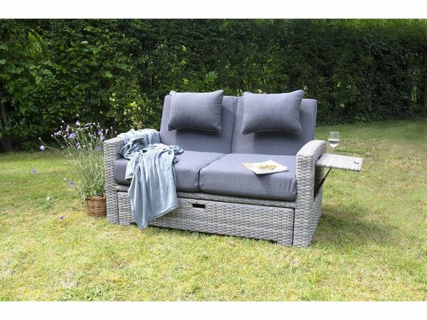 Bild 1 von bellavista - Home&Garden® Loungesofa »Gartensofa Multifunktionssofa Begur«, Set 4 Teile, 2- Sitzer Gartensofa mit ausklappbarer Fußablage