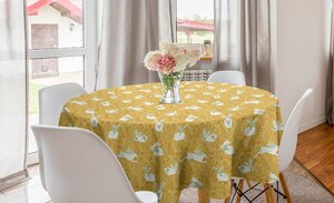 Abakuhaus Tischdecke »Kreis Tischdecke Abdeckung für Esszimmer Küche Dekoration«, Hase Landschaft Tiere Blumen