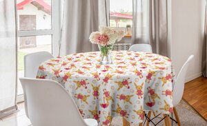 Abakuhaus Tischdecke »Kreis Tischdecke Abdeckung für Esszimmer Küche Dekoration«, Hase Mädchen mit Handtasche Regenschirm