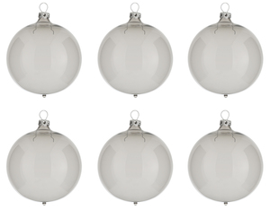 Thüringer Glasdesign Weihnachtsbaumkugel »Transparent«, (Set, 6 St.), grau