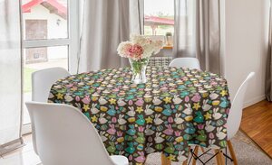 Abakuhaus Tischdecke »Kreis Tischdecke Abdeckung für Esszimmer Küche Dekoration«, Ostern Lustige Kaninchen Stars and Eggs