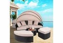 Bild 1 von Melko Gartenlounge-Set »Polyrattan Sonneninsel Sonnenliege mit Tisch & Kissen in Braun oder Schwarz 180CM Gartenmuschel Strandkorb Set Sitzgarnitur Sunbed Sitzfläche«, (Stück), Wasserabweisend