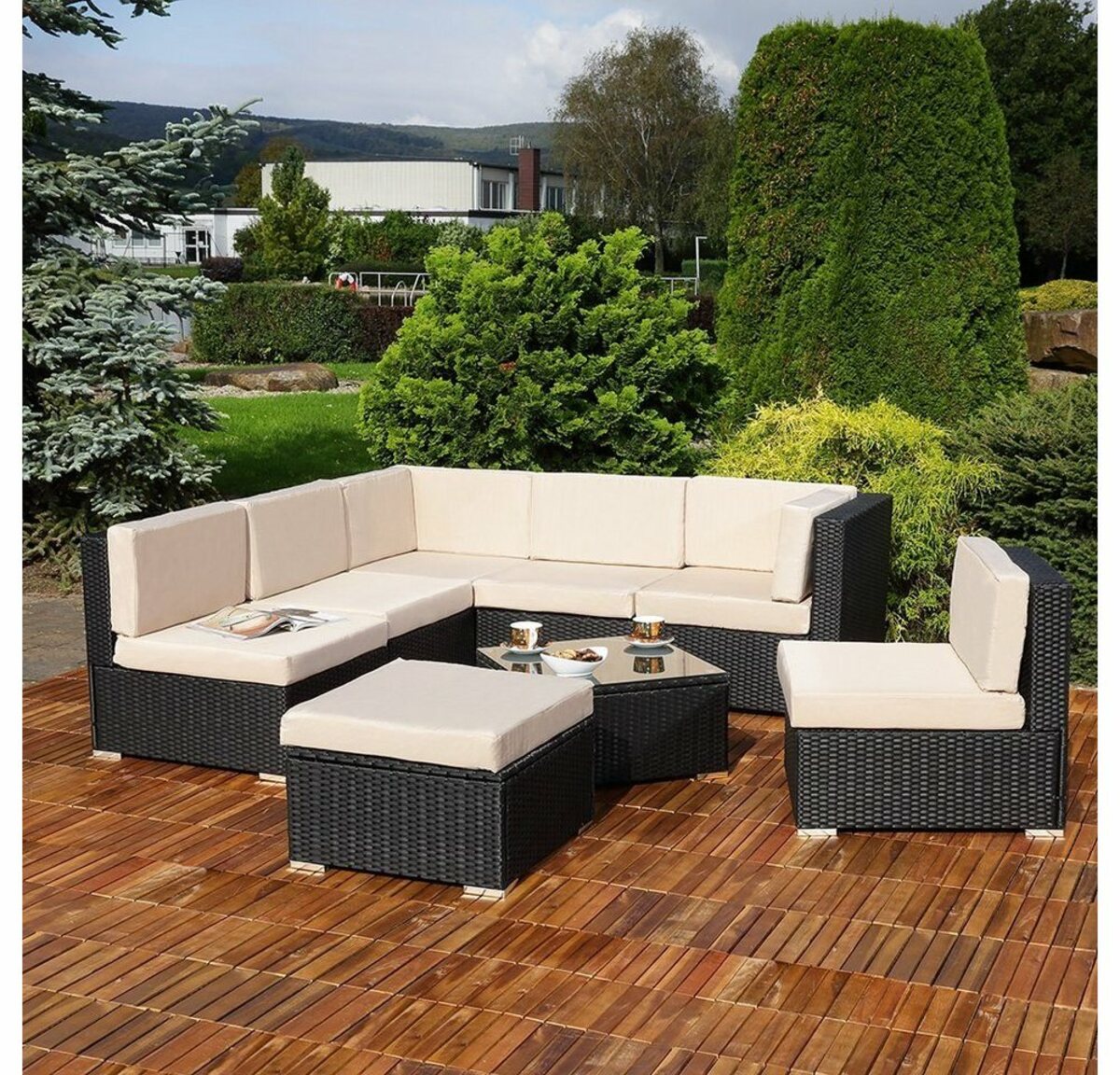 Bild 1 von Melko Gartenlounge-Set »Sitzgruppe Gartenlounge Sitzgarnitur Set aus Polyrattan in Schwarz, Grau oder Braun XXL Lounge Gartenmöbel«, (Set, 8-tlg), Kissen inkl. Reißverschluss, daher abnehm- und w