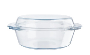 KHG Auflaufform mit Deckel 2,5 l transparent/klar Borosilikatglas Maße (cm): B: 24,7 H: 11,5 Küchenzubehör