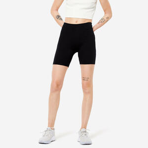 Shorts Radlerhose Slim 500 Fitness Baumwolle ohne Tasche Damen schwarz