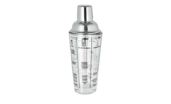 Bild 1 von for friends Cocktail-Shaker mit Rezepten transparent/klar Edelstahl, Glas , Silikon Maße (cm): H: 21,5  Ø: [8.5] Gläser & Karaffen