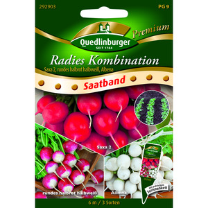 Quedlinburger Premium Radies Kombi (3 Sorten), Saatband