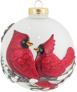 Krebs Glas Lauscha Weihnachtsbaumkugel »CBK30412«, (1 St.), mit 3D Vogel