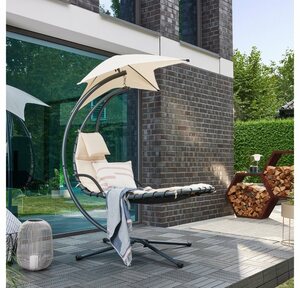 HOME DELUXE Relaxliege »San Remo Schwebeliege«, inkl. Polsterauflage, Sonnendach und komplettem Montagematerial, Relaxsessel Schwingliege Hängematte