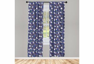 Gardine »Vorhang für Wohnzimmer Schlafzimmer Dekor«, Abakuhaus, Ostern Floral Bunnies Poses