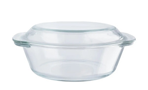 KHG Auflaufform mit Deckel 2,0 l transparent/klar Borosilikatglas Maße (cm): B: 23,2 H: 10,5 Küchenzubehör
