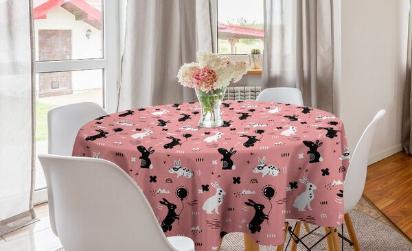 Bild 1 von Abakuhaus Tischdecke »Kreis Tischdecke Abdeckung für Esszimmer Küche Dekoration«, Hase Kreative Lustige Kaninchen Kunst