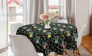 Abakuhaus Tischdecke »Kreis Tischdecke Abdeckung für Esszimmer Küche Dekoration«, Ostern Iris-Blüten-Kaninchen-Häschen