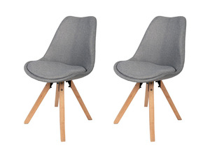 Livarno Home Stuhl 2er Set, aus Stoff gepolstert, im Skandi Design