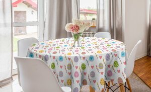 Abakuhaus Tischdecke »Kreis Tischdecke Abdeckung für Esszimmer Küche Dekoration«, Ostern Bunte Eier Blätter Herzen