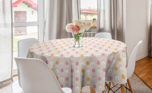 Abakuhaus Tischdecke »Kreis Tischdecke Abdeckung für Esszimmer Küche Dekoration«, Ostern Häschen Gesichter und Eier