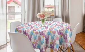 Abakuhaus Tischdecke »Kreis Tischdecke Abdeckung für Esszimmer Küche Dekoration«, Bunt Ostern Hasen und Eier