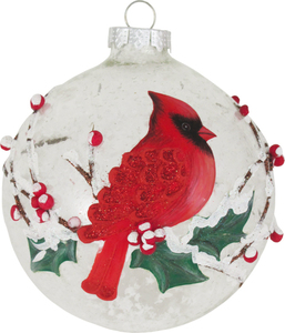 Krebs Glas Lauscha Weihnachtsbaumkugel »CBK50318«, (1 St.), mit Schnee gefüllt und 3D-Kardinal