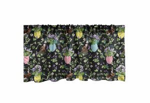 Scheibengardine »Vorhang Volant für Küche Schlafzimmer Dekor mit Stangentasche«, Abakuhaus, Ostern Iris-Blüten-Kaninchen-Häschen
