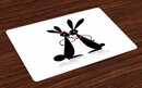 Bild 1 von Platzset, »Waschbare Stoff Esszimmer Küche Tischdekorations Digitaldruck«, Abakuhaus, (4-teilig, 4 Teilig-St., Set aus 4x), Hase Paar Kaninchen Fliege