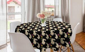 Abakuhaus Tischdecke »Kreis Tischdecke Abdeckung für Esszimmer Küche Dekoration«, Hase Beige Kaninchen und Blumen