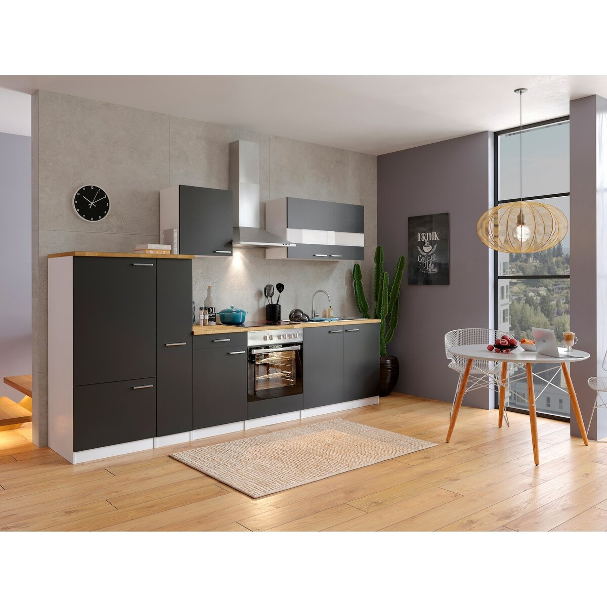 Bild 1 von Respekta Küchenzeile KB300WSC 300 cm Weiß - Schwarz