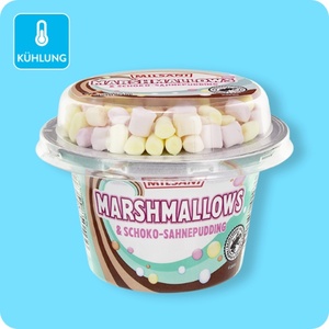 MILSANI Sahnepudding mit Süßigkeiten, Marshmallows & Schoko-Sahnepudding