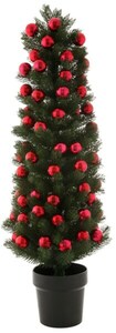 Künstlicher Weihnachtsbaum, im Topf, mit roten Kugeln