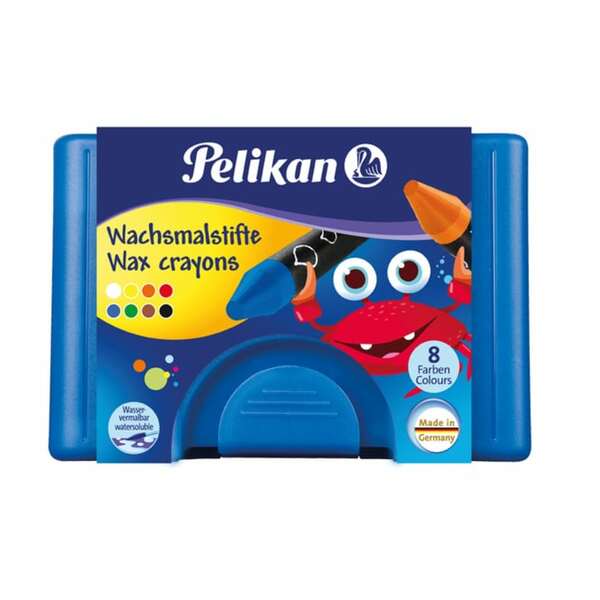 Bild 1 von Pelikan, 8 Wachsmaler wasservermalbar, rund in Kunststoffbox