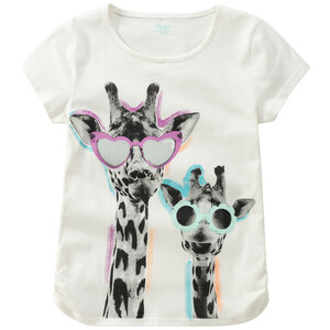 Mädchen T-Shirt mit Giraffen-Print WEISS / GRAU