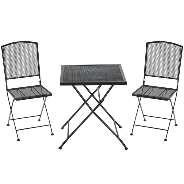 Bild 1 von Outsunny Garten Sitzgruppe 3-teiliges Bistro-Set Garnitur 1 Tisch+2 faltbare Stühle für Terrasse Balkon Metall Grau