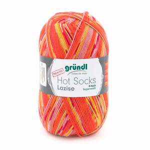 Wolle "Hot Socks Lazise" 100 g orange-leuchtgelb-hellrosa-malve-weiß-meliert