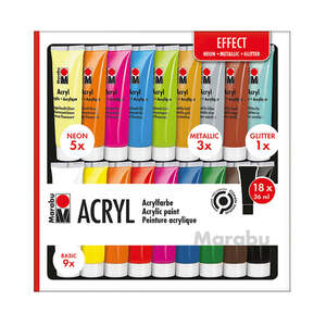 Acrylfarben-Set 18 Farben "Effect" mehrere Farben auf Wasserbasis