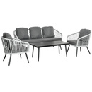 Bild 1 von Outsunny Polyrattan Gartenmöbel Set 4-teiliges Rattensofa-Set Sitzgruppe Sitzgarnitur für Pause Lounge Teetisch mit Sofa Kissen Aluminium Grau