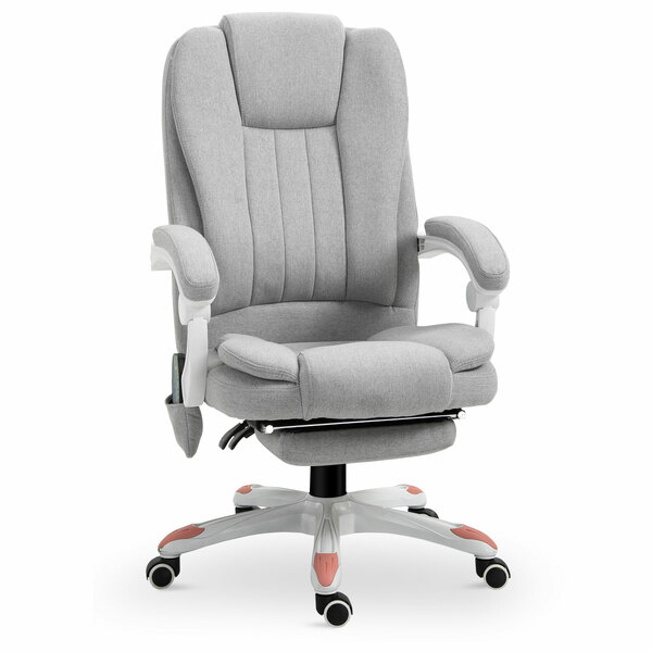 Bild 1 von Vinsetto Massage Sessel, Bürostuhl, Gaming Stuhl, Polyester, Schaumstoff, Nylon, Grau, 55,5 x 56,5 x 107-115 cm
