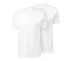 2 T-Shirts mit V-Ausschnitt, weiß