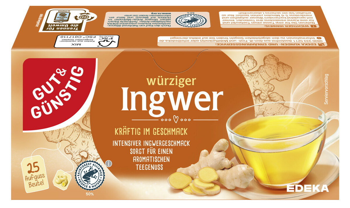 Bild 1 von Gut & Günstig Ingwer Tee 25ST 50G