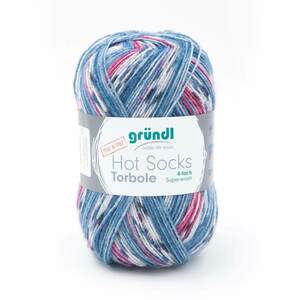 Wolle "Hot Socks Torbole" 100 g königsblau-burgund-royal-weiß-marine