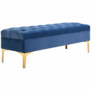 Bild 1 von HOMCOM Sitzbank, Bettbank, Schuhbank mit erhöhten Beine, Schlafzimmer, Samt Blau 118 x 45 x 42 cm