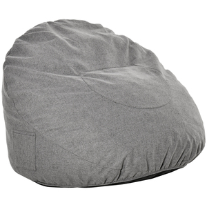 HOMCOM Sitzsack aufblasbares Sofa Bodensessel Sitzkissen gepolstert mit 2 Seitentaschen waschbar für Wohnzimmer Liege Schlafzimmer  Dunkelgrau