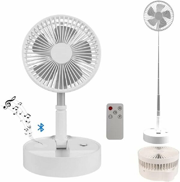 Bild 1 von BIGTREE Tischventilator Tragbarer Standventilator mit Fernbedienung, höhenverstellbar faltbare Tischventilatoren mit Bluetooth-Funktion, 4 Windgeschwindigkeiten, leise, Bluetooth