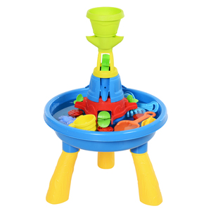 HOMCOM Kinder Spieltisch, Sandkastentisch mit 21-tlg. Zubehör, Wasserpark, Lernspielzeug, Baby Spielzeug ab 3 Jahren, PP, Bunt, 46 x 46 x 72 cm