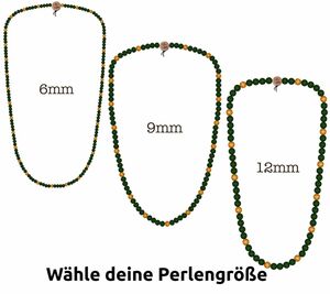 WOOD FELLAS Holz-Kette lässiger Mode-Schmuck Deluxe Pearl Necklace Grün/Gelb