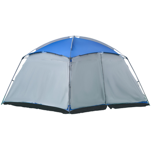 Outsunny Camping Zelt 8 Personen Zelt Familienzelt 2 Fenster Kuppelzelt PU3000mm für Trekking Festival Glasfaser Blau 360 x 360 x 200 cm