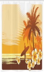 Abakuhaus Duschvorhang »Badezimmer Deko Set aus Stoff mit Haken« Breite 120 cm, Höhe 180 cm, Surfen Surfer Tropische Landschaft
