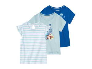 lupilu Kleinkinder Mädchen T-Shirts, 3 Stück, aus reiner Baumwolle