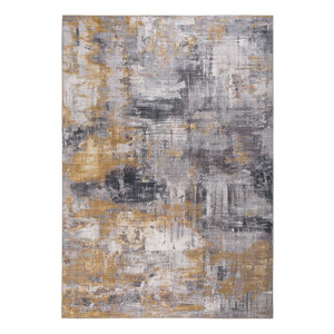 Homcom Teppich pflegeleichter Kurzflor Grau-Gelb 230 x 160 x 0,7 cm