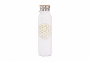bodhi Isolierflasche »Isolier-Trinkflasche 600 ml, Edelstahl Blume des Lebens, matt-weiß«
