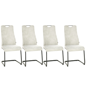 HOMCOM 4er Set Esszimmerstühle Schwingstühle mit Modernem Design ergonomisch geformter für Esszimmer Polyester Stahl Beige 44 x 58 x 99 cm