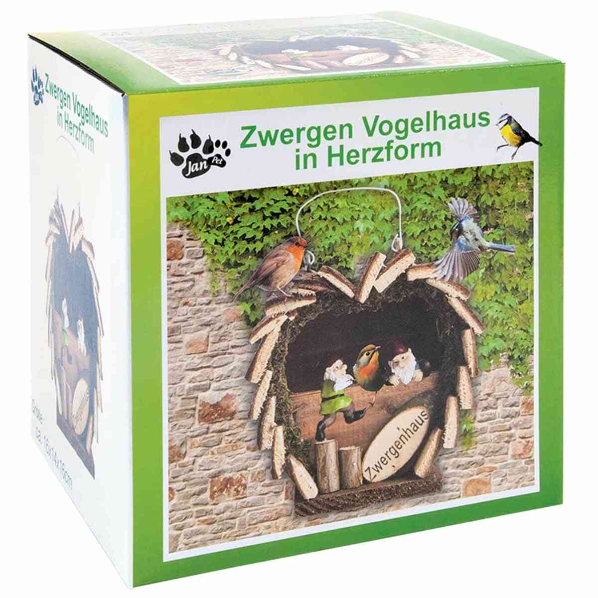 Bild 1 von Zwergen Vogelhaus in Herzform 16 x 14 x 16 cm
